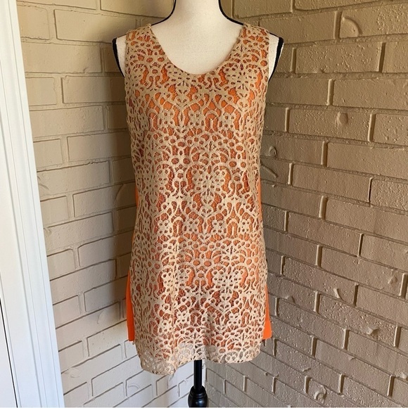 Robert Rodriguez Dress Women's Size 2 Orange Silk Crochet Lace Sleeveless $498 - Picture 3 of 10